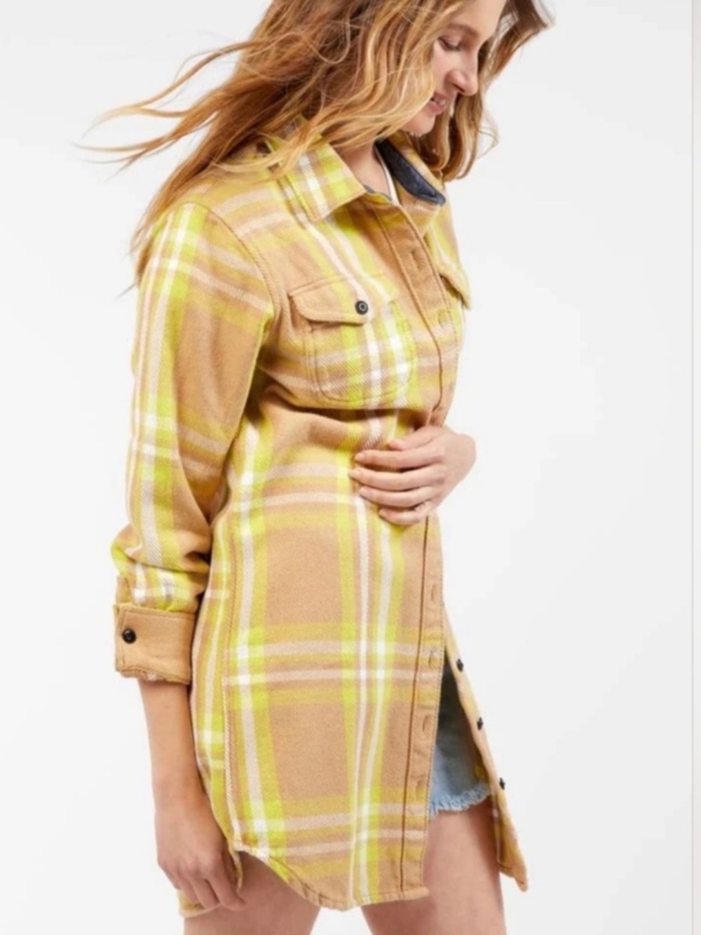 Outerknown Blanket Shirt Dress NWT Sandy Cabin Plaid Organic Cotton S